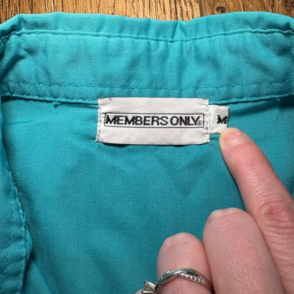 VTG Members Only Turquoise Short Sleeve Pullover Henley Shirt Mens M retro‎ 80s - Picture 7 of 10